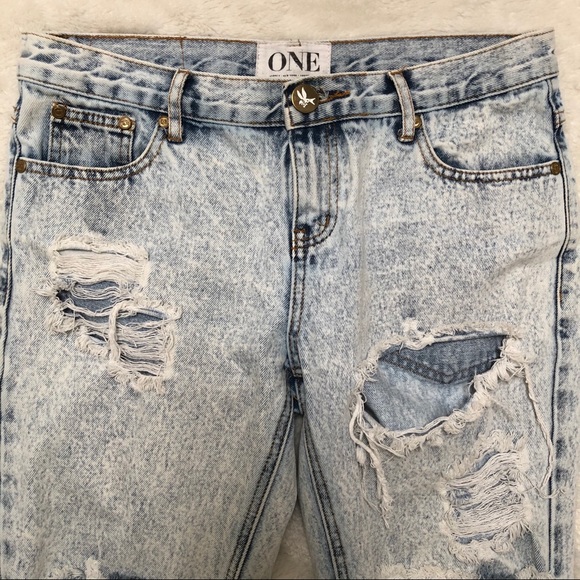One Teaspoon Awesome Baggies Distressed Jeans 27 - Picture 3 of 8